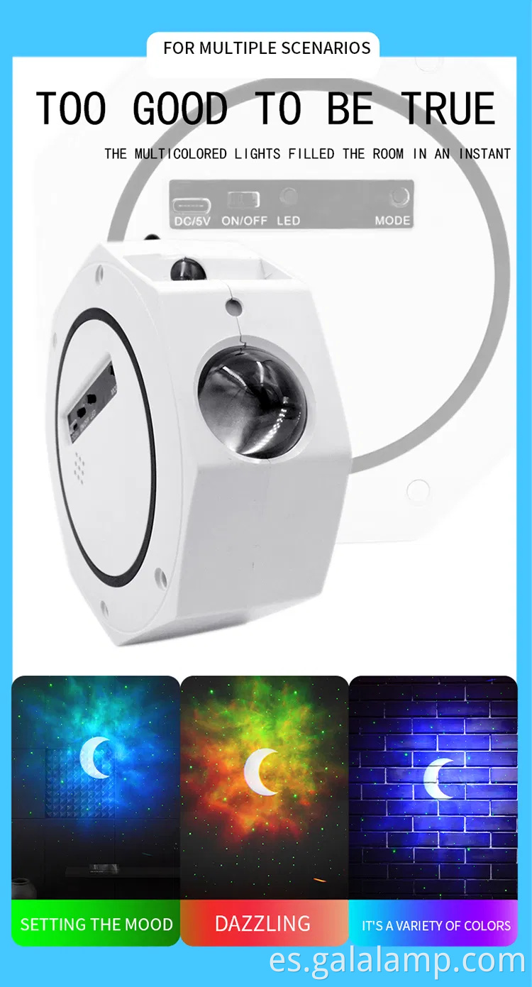 Venta caliente nueva luz de proyección LED USB Smart Bt Small Night Light Sleeping Starlight